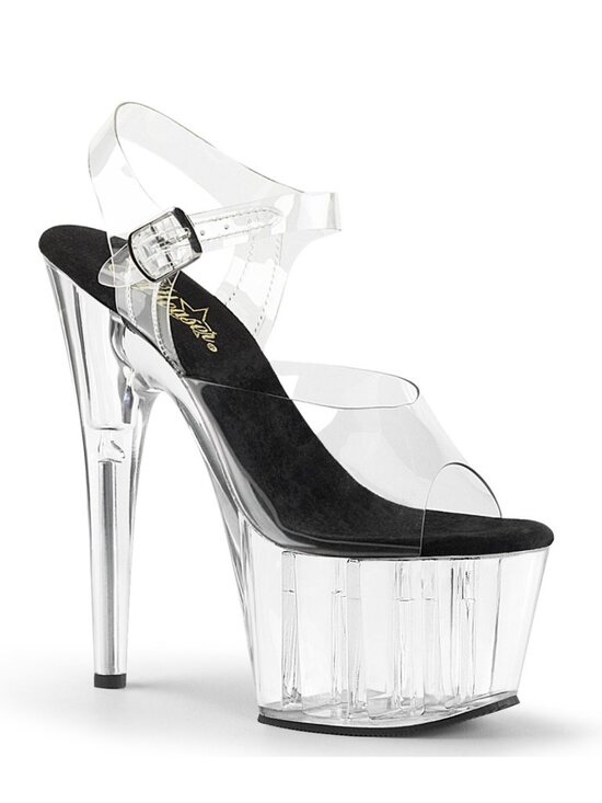 Pleaser Shoes - Pleaser Adore 708 Clear and Black Platform Heels